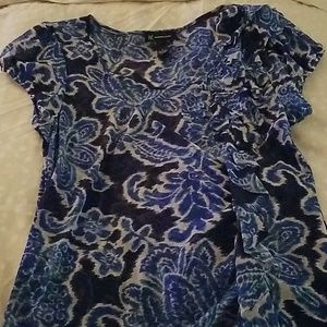 Inc International Concepts Blue paisley top